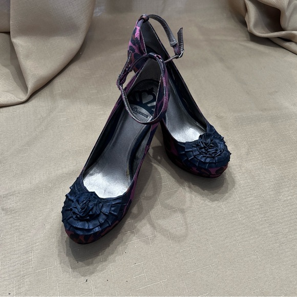 Purple Animal Print Platform Heels sz 7.5 - Picture 2 of 7